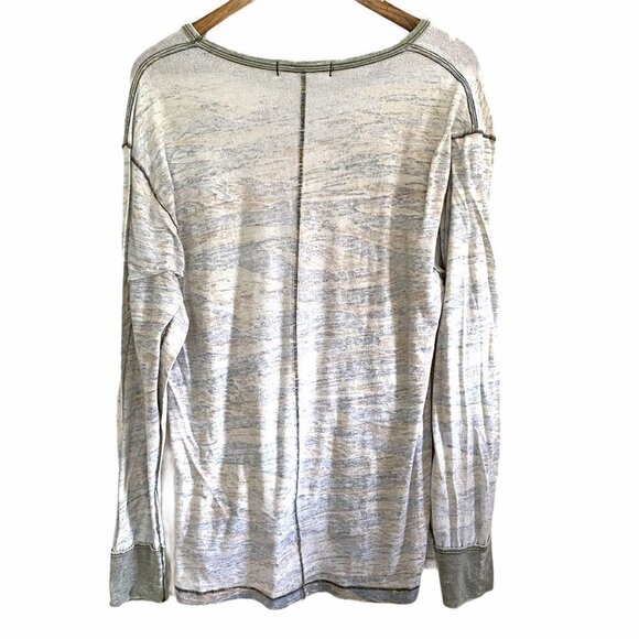 We The Free People Green Arielle Printed Tiger Combo Long Sleeve Burnout Tee - Picture 8 of 8